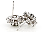 Champagne And White Diamond 10k White Gold Stud Earrings 1.00ctw