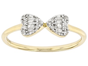 White Diamond 10k Yellow Gold Cluster Ring 0.14ctw