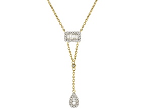White Diamond 10k Yellow Gold Y Necklace 0.20ctw