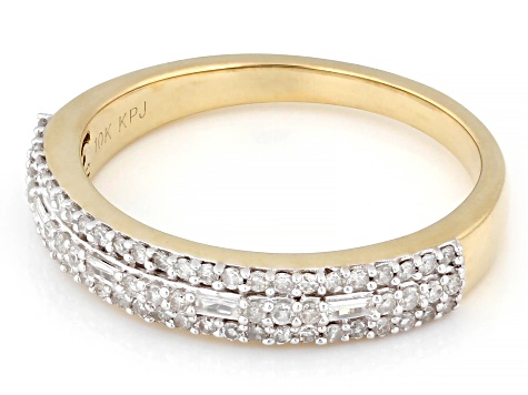 White Diamond 10k Yellow Gold Band Ring 0.33ctw