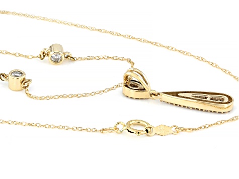White Diamond 10k Yellow Gold Slide Pendant And Rope Chain 0.45ctw