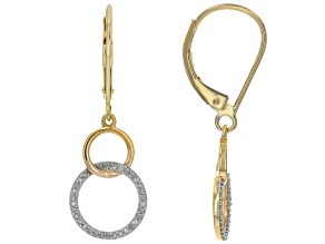 White Diamond 10k Yellow Gold Dangle Earrings 0.20ctw