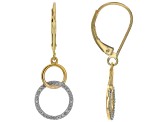 White Diamond 10k Yellow Gold Dangle Earrings 0.20ctw