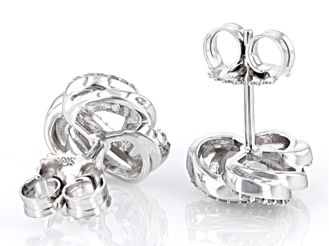 White Diamond 10k White Gold Love Knot Stud Earrings 0.25ctw