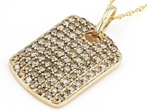 Candlelight Diamonds 10K Yellow Gold Cluster Pendant with Adjustable Rope Chain 2.40ctw