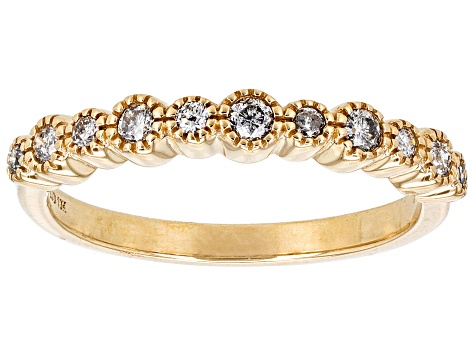 White Diamond 10k Yellow Gold Band Ring 0.25ctw