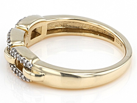 White Diamond 10k Yellow Gold Link Band Ring 0.10ctw