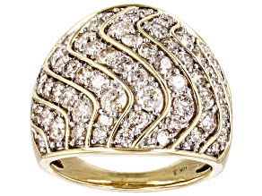 White Diamond 10k Yellow Gold Dome Ring 3.00ctw