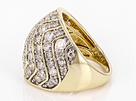 White Diamond 10k Yellow Gold Dome Ring 3.00ctw