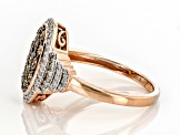 Champagne & White Diamond 10K Rose Gold Cluster Ring 1.00ctw