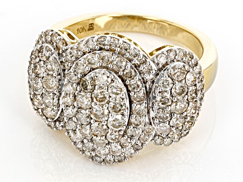 White Diamond 10k Yellow Gold Cluster Ring 2.00ctw - DGB014 | JTV.com