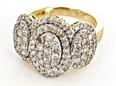 White Diamond 10k Yellow Gold Cluster Ring 2.00ctw