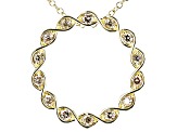 Champagne Diamond 10k Yellow Gold Circle Pendant With 19" Cable Chain 0.50ctw