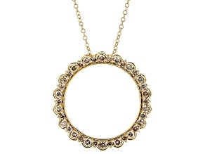 Champagne Diamond 10k Yellow Gold Circle Pendant With 19" Cable Chain 1.50ctw