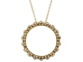 Champagne Diamond 10k Yellow Gold Circle Pendant With 19" Cable Chain 1.50ctw