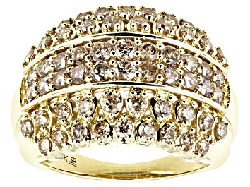 Picture of Champagne Diamond 10k Yellow Gold Multi-Row Dome Ring 2.00ctw