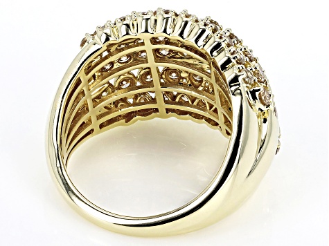 Champagne Diamond 10k Yellow Gold Multi-Row Dome Ring 2.00ctw 