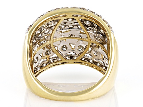 White Diamond 10k Yellow Gold Dome Ring 2.00ctw