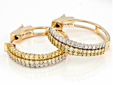 Shades Of Yellow And White Diamond 10k Yellow Gold Hoop Earrings 1.40ctw