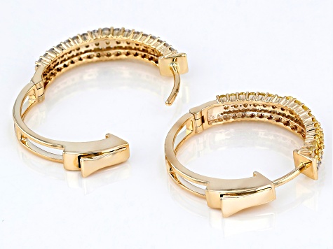 Shades Of Yellow And White Diamond 10k Yellow Gold Hoop Earrings 1.40ctw