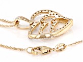 Shades Of Yellow And White Diamond 10k Yellow Gold Heart Pendant With 18" Rope Chain 0.65ctw