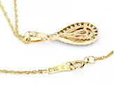 White Diamond 10k Yellow Gold Cluster Teardrop Pendant With 18" Singapore Chain 0.30ctw