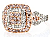 Pink And White Diamond 10k Rose Gold Cluster Ring 0.95ctw