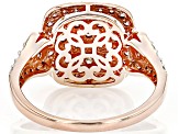 Pink And White Diamond 10k Rose Gold Cluster Ring 0.95ctw