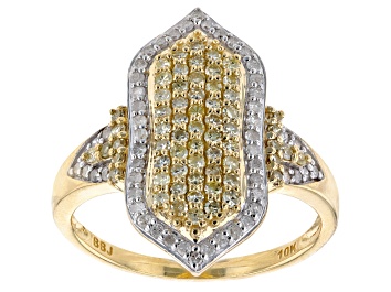 Picture of Yellow And White Diamond 10k Yellow Gold Cluster Ring 0.70tw