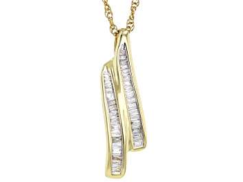 Picture of White Diamond 10k Yellow Gold Slide Pendant With 18" Rope Chain 0.15ctw