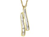 White Diamond 10k Yellow Gold Slide Pendant With 18" Rope Chain 0.15ctw