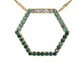 Shades Of Blue And White Diamond 10k Yellow Gold Slide Pendant With 18" Singapore Chain 0.50ctw