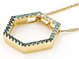Shades Of Blue And White Diamond 10k Yellow Gold Slide Pendant With 18" Singapore Chain 0.50ctw
