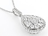 White Diamond 10k White Gold Cluster Teardrop Pendant With 18" Rope Chain 0.504ctw