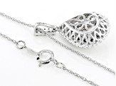 White Diamond 10k White Gold Cluster Teardrop Pendant With 18" Rope Chain 0.504ctw