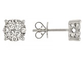 White Diamond 10k White Gold Cluster Earrings 0.45ctw