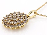 Champagne Diamond 10k Yellow Gold Cluster Pendant With 18" Rope Chain 1.00ctw