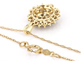 Champagne Diamond 10k Yellow Gold Cluster Pendant With 18" Rope Chain 1.00ctw