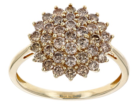 Champagne Diamond 10k Yellow Gold Cluster Ring 1.00ctw - DGB048R