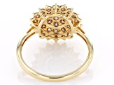 Champagne Diamond 10k Yellow Gold Cluster Ring 1.00ctw