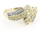 Natural Yellow And White Diamond 10k Yellow Gold Bypass Ring 1.15ctw