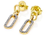 White Diamond 10k Yellow Gold Paperclip Earrings 0.20ctw