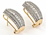 White Diamond 10k Yellow Gold J-Hoop Earrings 0.95ctw