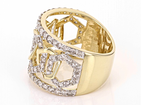 White Diamond 10k Yellow Gold Open Design Band Ring 1.60ctw