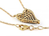 Shades Of Champagne And White Diamond 10k Yellow Gold Heart Necklace With 18" Chain 0.75ctw