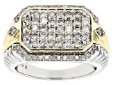 White Diamond 10k Two-Tone Gold Mens Band Ring 1.50ctw