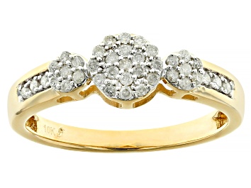 Picture of White Diamond 10k Yellow Gold Cluster Ring 0.25ctw