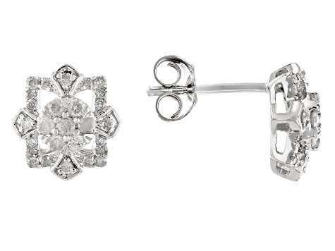 White Diamond 10k White Gold Stud Earrings 0.40ctw