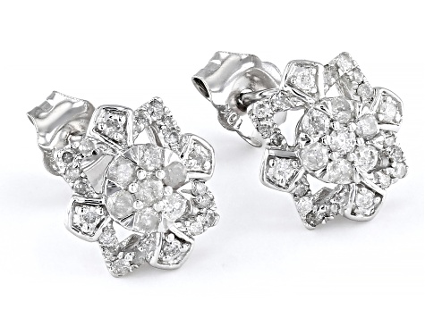 White Diamond 10k White Gold Stud Earrings 0.40ctw