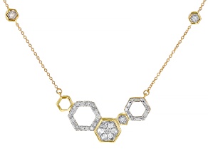White Diamond 10k Yellow Gold Honeycomb  Necklace 0.50ctw